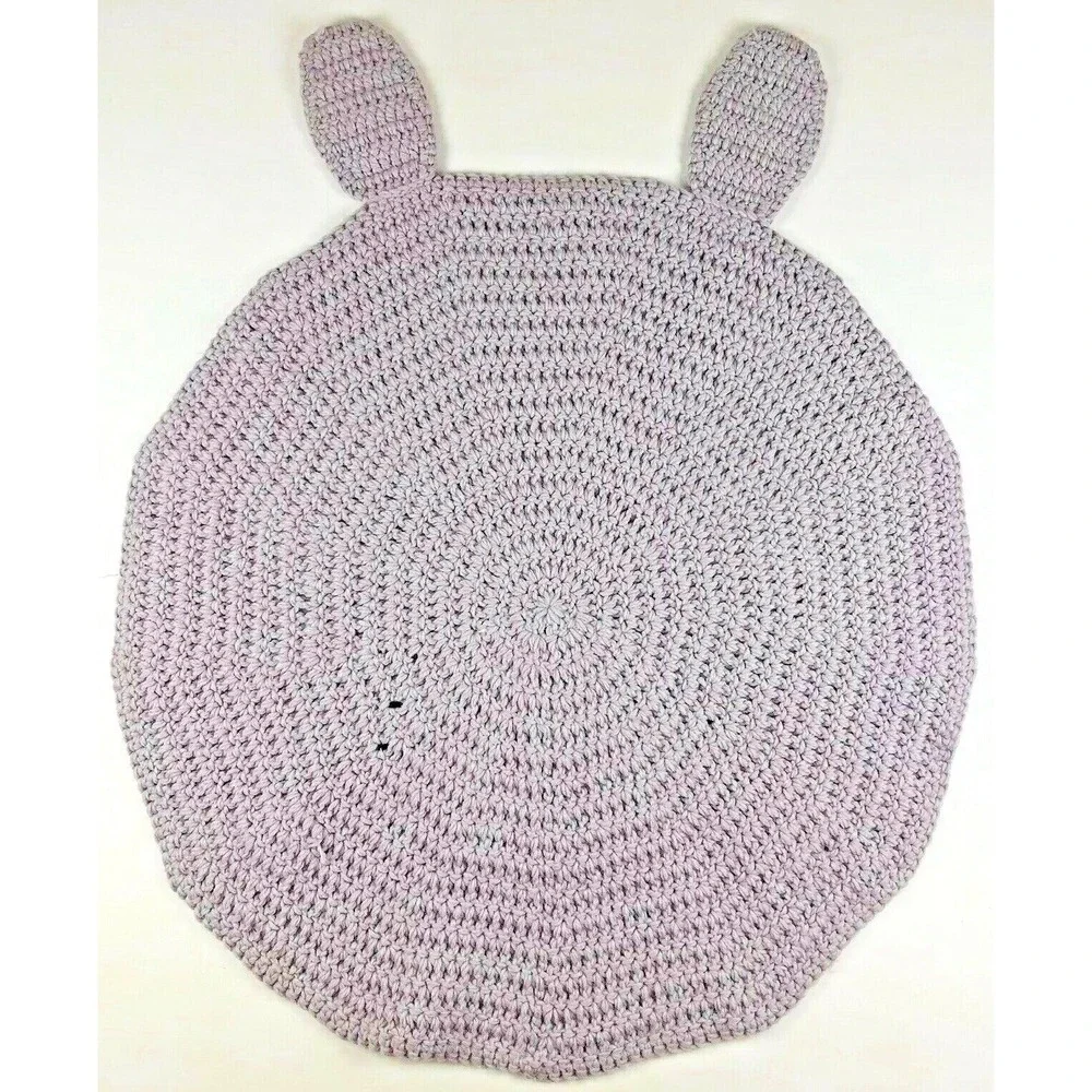 Handmade Crochet Small Area Rug Animal Mouse, Bunny, Bear, Play Rug Soft Nursery
